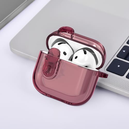 Image of (with Safety Lock) Clear Case Compatible with Cute Apple Airpods 4 Cases 2024 Women, VISOOM Soft TPU Transparency Air pods 4 Gen Case iPods 4 Earbuds Case Girl Bling Keychain for Airpod iPod 4th Gen