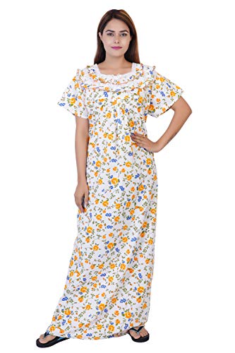 Image of Women's Cotton Block Print Knee Length Nighty