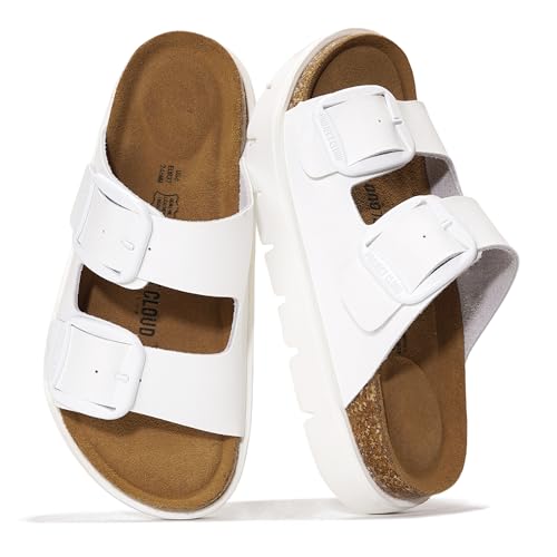 Image of Project Cloud 100% Genuine Leather Platform Sandals Women Footwear - Wedge Chunky Slides for Women 2026 with Memory Foam Insole & Cork Footbed Womens Sandals (GreeceChunky)
