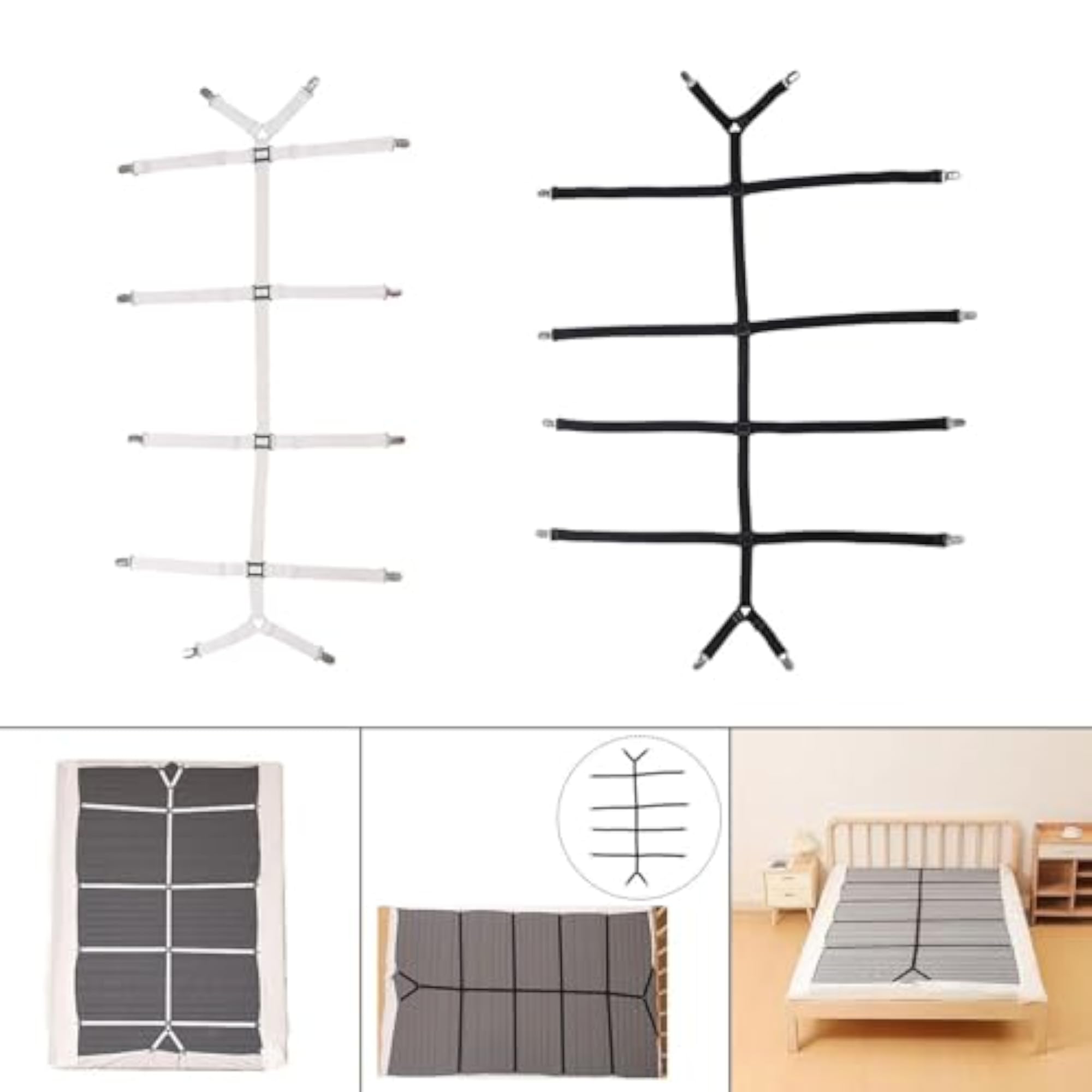 Adjustable Bed Sheet Holder Strap, White
