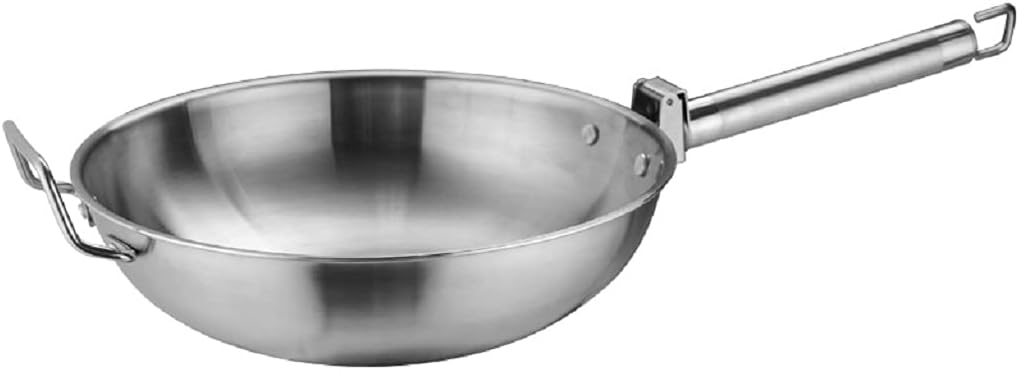 Outdoor Camping Outdoor Wok Nonstick Frying Pan Camping Cooker Stainless Steel Wok 4L Folding Handle Wok Camping Cooker Camp Cooking Pot Adventures Picnics