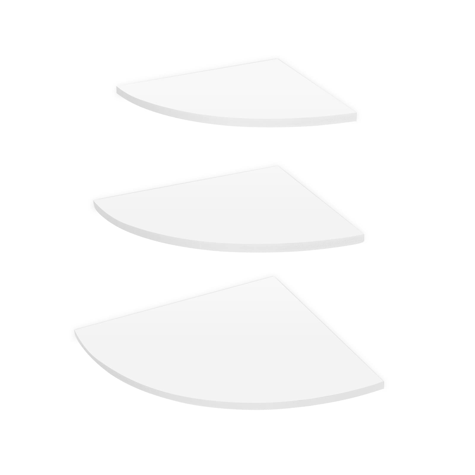 Cryfokt 3 Tier Floating Corner Shelf, White PVC Wall Mount Corner Shelves, Wall Storage Display Shelves, Modern Design Corner Wall Shelf for Home Furniture Office Decor,