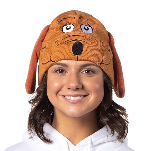 Gorro Dr. Seuss The Grinch Max bordado Max Face Design com orelhas flexíveis de feltro 3D novidade a