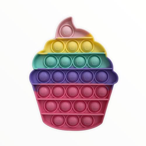 Pop It - Bubble Fidget Toy - Jeu antistress relaxant pour adultes et enfants (Forme: Cupcake, Couleur: Rainbow) Cover