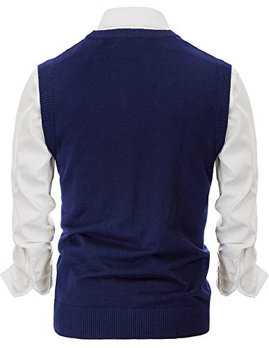 Paul Jones Men's V Neck Sweater Vest Knitted Pullover Sweaters Vest Size M Blue #TOP3