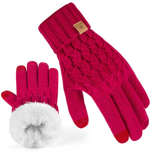 PAGE ONE Winter Gloves for Women Touchscreen Texting Warm Knit