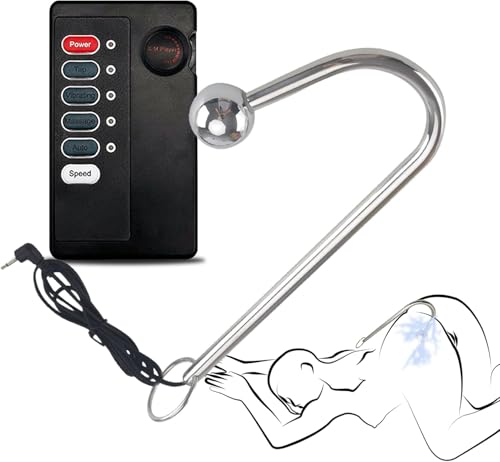 Estimulación eléctrica anal en pareja con plug de metal y vibración