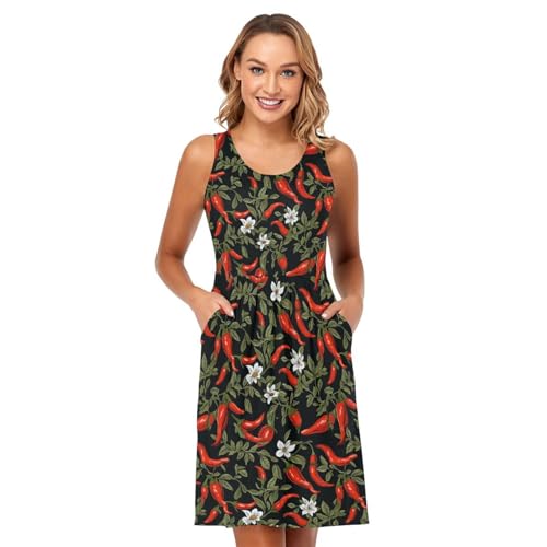 Image of ALAZA Women's Summer Dress Sun Dress Sleeveless with Pockets