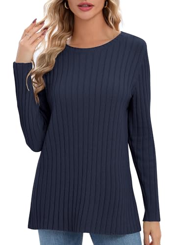 Urban CoCo Women's Lightweight Crewneck Pullover Sweaters Long Sleeve 2024 Fall Knitted Sweater Tops