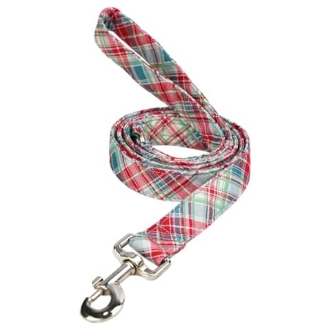 Tunkoo Red Green Plaid Dog Leash with Metal Buckle – Unmatched Quality in Small Medium Large Sizes for Pet Daily Walking, L Cover