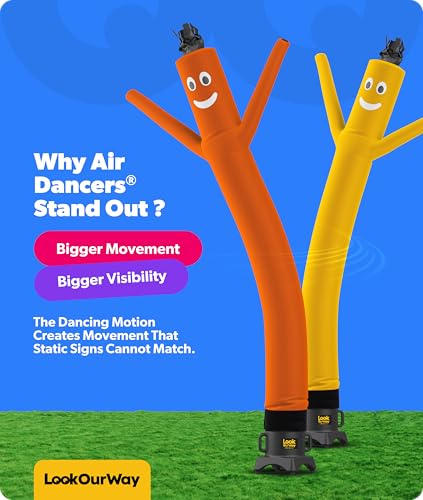Image of LookOurWay Air Dancers Inflatable Tube Man Attachment - 10 Feet Tall Wacky Waving Inflatable Dancing Tube Guy for Business Promotion - Blower Not Included - Orange