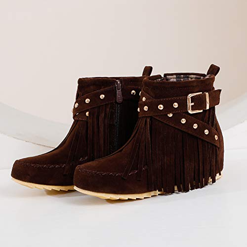 Scaoruki Women Casual Ankle Boots Flat Fringe Mocassion Booties2