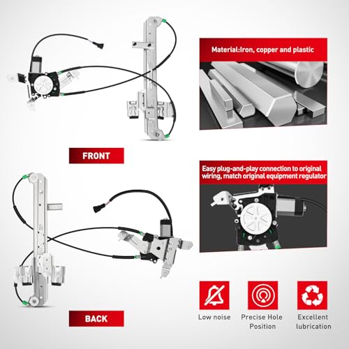 Image of Nilight Power Window Regulator with Motor Rear Driver Side,Compatible with Cadillac Escalade /Chevy Tahoe /GMC Yukon 2002 2003 2004 2005 2006,Rear Left,748-228