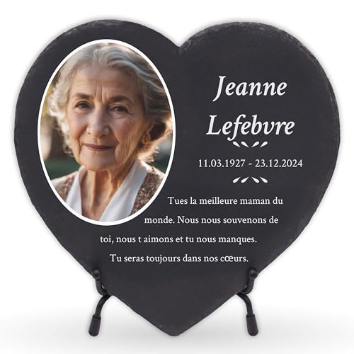 LAUBLUST Plaque funéraire personnalisée comme décoration funéraire | Plaque en ardoise gravée comme pierre tombale décorative - Souvenir, trois tailles |...