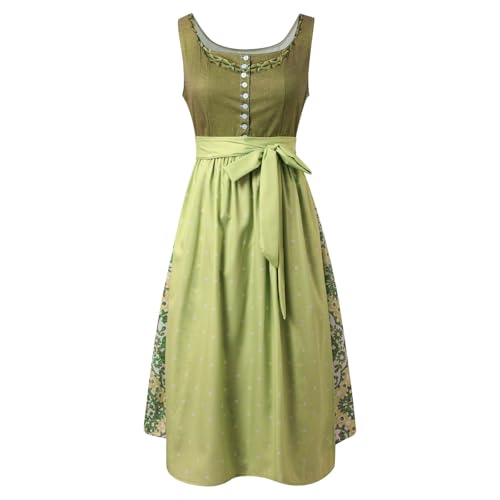 Elegante vestido de cosplay, estilo bávaro, disfraz para mujer, chaleco de encaje, delantal, traje perfecto para fiestas de Oktoberfest, festivales de Halloween (verde, M)