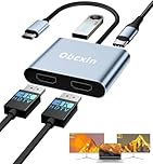 Adaptateur USB C vers Double HDMI, Adaptateur Double Moniteur avec 4K, USB 3.0, PD 100W pour MacBook Pro/Air, iPad, Surface, HP, Dell, Chromebook