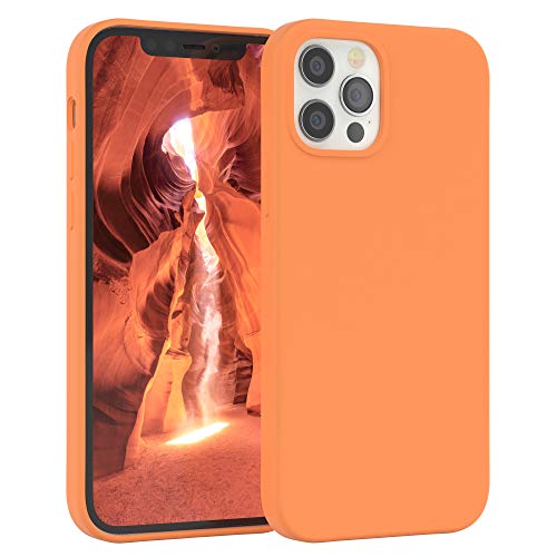 EAZY CASE Premium Silikon Handyhülle kompatibel mit iPhone 12/12 Pro, Slimcover mit Kameraschutz und Innenfutter, Silikonhülle, Schutzhülle, Bumper, Handy Case, Hülle, Softcase, Orange