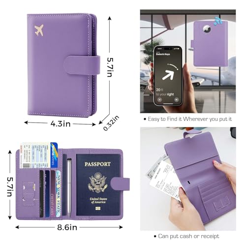 Image of Melsbrinna Premium Leather Passport Holder Covers Case, Waterproof Rfid Blocking Travel Wallet Passport Holder with Pen Holder, Cute Passport Book for Women /Men