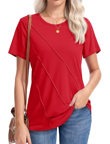 YUCOLEN Womens Summer Tops Short Sleeve Shirts for Women Blouses Dressy Casual Fashion Elegant Pleated Clothes 2025