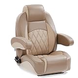 DeckMate Luxury Reclining Pontoon Captain's Chair - Tan and Beige