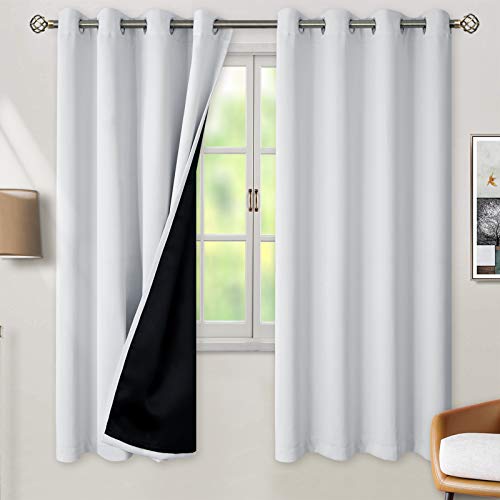 BGment Greyish White Blackout Curtains for Bedroom 72 Inches Long 2 Panels