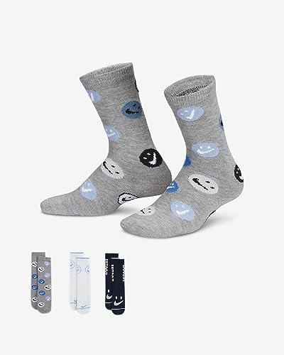Nike Little Girls Lightweight Crew Socks 3 Pack (O(BN0816-042)/W, 5-7 Years)3