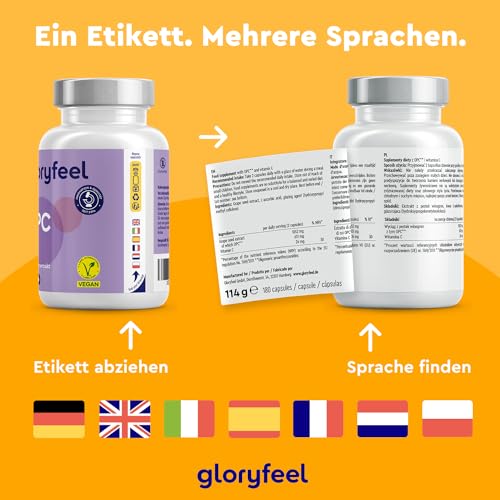 OPC Traubenkernextrakt 180 Kapseln - 1052mg Extrakt PLUS Vitamin C pro Tagesdosis - Original französische Weintrauben - vegan - Unabhängig laborgeprüft