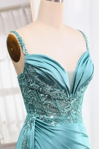 Spaghetti Straps Satin Prom Dress 2025 for Teens Mermaid Evening Party Gowns Sequin Lace Formal Dresses LL-M0543