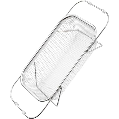 伸縮式水切りバスケット ステンレス製ドレンラック キッチンシンク用 ファインメッシュ スライディング式 野菜・果物用バスケット 幅広・スッキリ収納 水切りラック XL