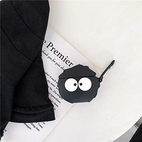 BONTOUJOUR AirPods Pro Case, Super Cute Creative Funny Big Eyes Blake Fairydust Dust Elf Shape AirPods Case, Stylish Dust Ball Susuwatari Silicone Earphone Protection Skin for AirPods Pro /3+Hook - Image 4