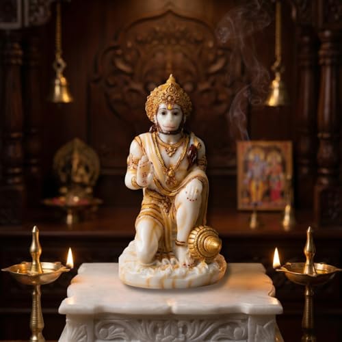 Image of Blessing Hanuman Idol - Multicolor Sitting Bajrangbali Murti with Gada for Home Temple Decor | Lord Hanuman Ji Statue for Strength, Protection & Devotion | Puja Showpiece Gift (07 cm Hanumanji)