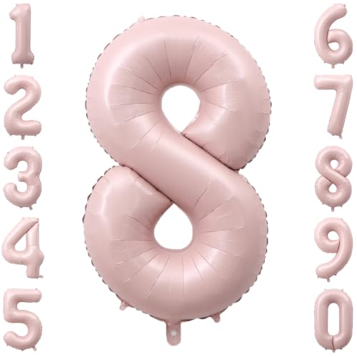 Baby Pink Number 8 Balloon 40 Inch, Blush Foil Event Theme Party Supplies