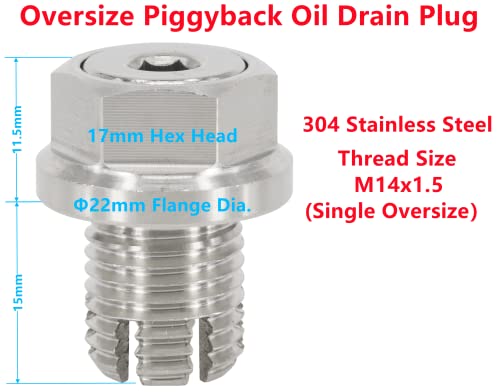Dsnaduo M14.1-1.5 X 15Mm Oversize Piggyback Oil Drain Plug, Stainless Steel Self Tapping Oil Pan Thread Repair Kit #TOP2