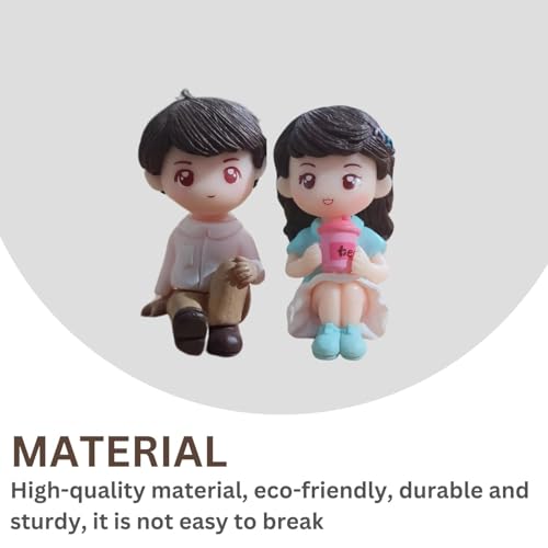 Image of Cute Cartoon Couple Car Dashboard Accessories | Plastic Action Figure Ornament with Balloon | Interior Dashboard Decoration for Car, Home, Office (8 x 4 cm) (Model 6)