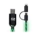 Produktbild Ready2Music R2P360CHARGE2GREEN Telefonkabel (0,8 m, USB A, Micro-USB + Lightning, Schwarz, Grün, Stecker/Stecker, rund)