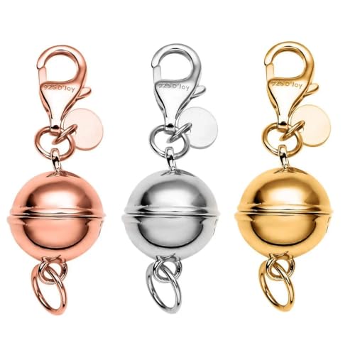 Shop Lc Delivering Joy 4262782 Set Of 3 Magnetic Clasps For Necklaces In 925 Sterling Silver With 14K Gold Plating - Round Magnetic Necklace Clasp Jewelry Lock cover