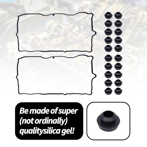 Image of HiSport VS50652R Engine Valve Cover Gasket Set 3.7L V6 - Compatible with Dodge Dakota Durango Nitro Ram 1500 Jeep Commander Grand Cherokee Liberty Mitsubishi Raider Ram 1500 Dakota 2005-2012
