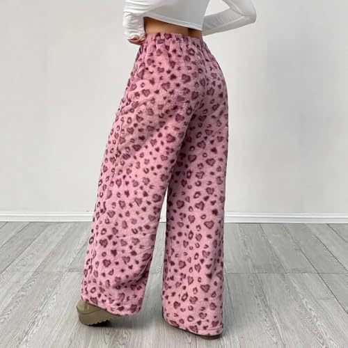 Image of Leopard Pants Women Therian Fuzzy Pajama Pants Y2k Cheetah Pants Grunge High Waisted Fluffy Pants