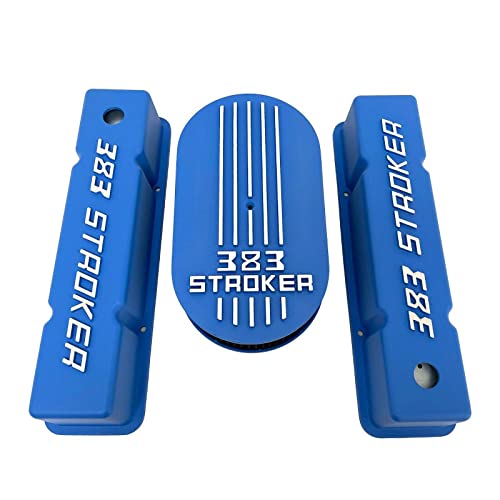 383 STROKER Valve Covers & Air Cleaner Kit - BLUE, Raised Logo - Ansen USA