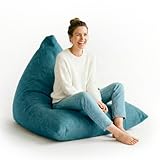 Lumaland Gaming Sitzsack & Bodenkissen | XXL Beanbag in Triangle Form | 150x100x100cm & 370l Volumen | Waschbarer & Robuster Bezug | Ideal als Sessel & Sofa verwendbar | Leichtes Sitzkissen [Aqua]