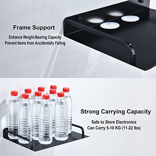Wall Mounted Projector Stand Black Router Rack Cable TV Box Holder Floating Shelf For Electronic Devices Such as TV Box/ Media Boxes/ Game Console/ DVD Players/ Sky Box/ Modem (1 Layer, Large)