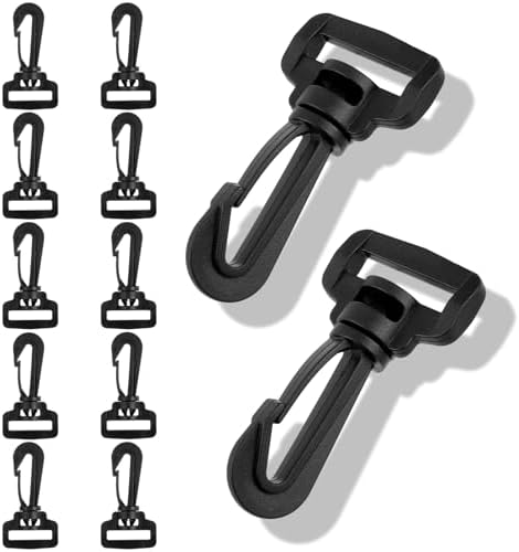 12 Pcs Plastic Swivel Hooks for Purses, 1 Inch Snap Hook Clips, Rotary Clasp for Bag Straps, Backpacks, Keychains and Lanyards, Durable Webbing Plastic Buckle for DIY Crafts Replacements