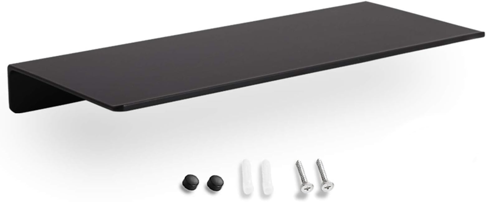 Black Shower Shelf Adhesive for Wall,Adhesive Brackets for Shelves, Adhesive Shelf Bathroom Small Black Shelf,Floating Shelves Wall Mounted Storage Shelves for Bedroom Punch Free