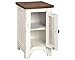 Signature Design by Ashley Wystfield Farmhouse Chair Side End Table with Cabinet Door for Storage, White & Brown with Distressed Finish