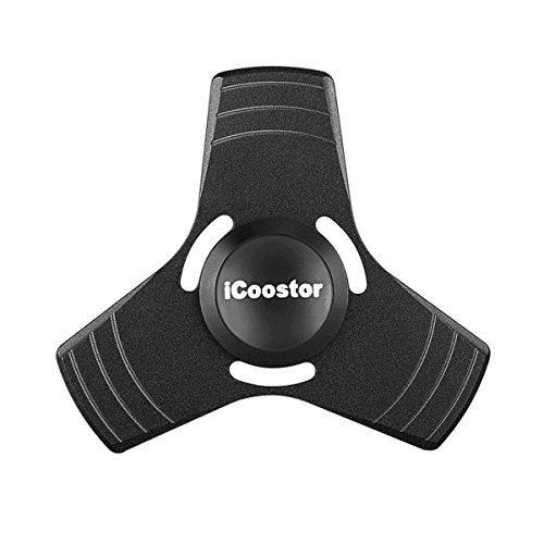 Fidget Spinners Toy iCoostor EDC Tri-Spinners Fidget fingering toy High Speed Bearing Metal Hand Spinners Perfect For ADD, ADHD, Anxiety, and Autism Adult Children (Black)