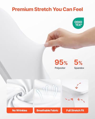 Image of VEVOR Chair Covers, Polyester Spandex Chair Cover, Stretch Slipcovers for Wedding Party Dining Banquet Flat-Front Chair Covers (White-a, 53PCS)