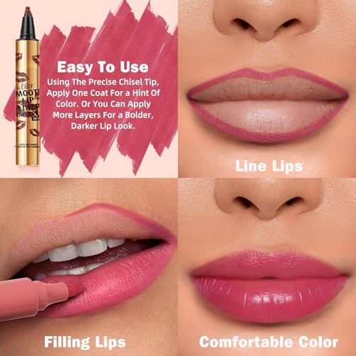 Perfilador de Labios Mate Waterproof - Lip Liner Larga Duración - Delineador Labios Permanente - Lápiz Labial Fácil Aplicación - Con Pincel Redondo para Difuminar - 0,6g - Fórmula Vegana y Suave - imagen 5