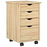 vidaXL Gabinete rodante con Rueda Marrón 34 x 39 x 56 cm Pino Macizo, Oficina o Sala