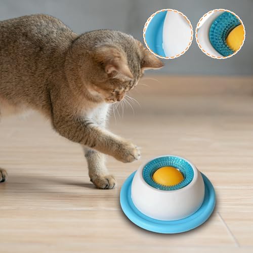 Schleckmatte Hund, Leckmatte Hunde, Schleckball Hund, Hundebeschäftigung für Zuhause, Dog Licking Bowl, Hundespielzeug, Dog Lick Sphere, Hundelickspielzeug, (Blau und Gelb)