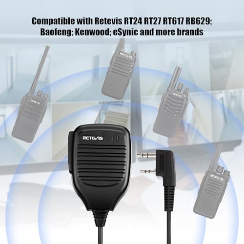 Retevis Funkgerät Lautsprecher Mikrofon 2 Pin Funkgeräte Profi Lautsprechermikrofon Kompatibel mit Retevis RT24 RT24V RT27 Für Jagd und Schießen(2 STK)